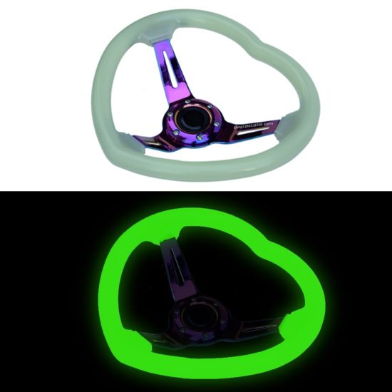 Universal Acrylic Heart Steering Wheel Neo Chrome For Racing Sports - Image 2