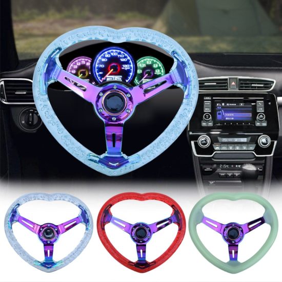 Universal Acrylic Heart Steering Wheel Neo Chrome For Racing Sports