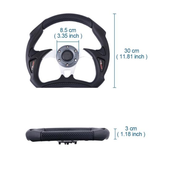 Racing Flat Steering Wheel Aluminum PVC Car JDM Sports Drifting Wheel Black Leather Effect - Image 2