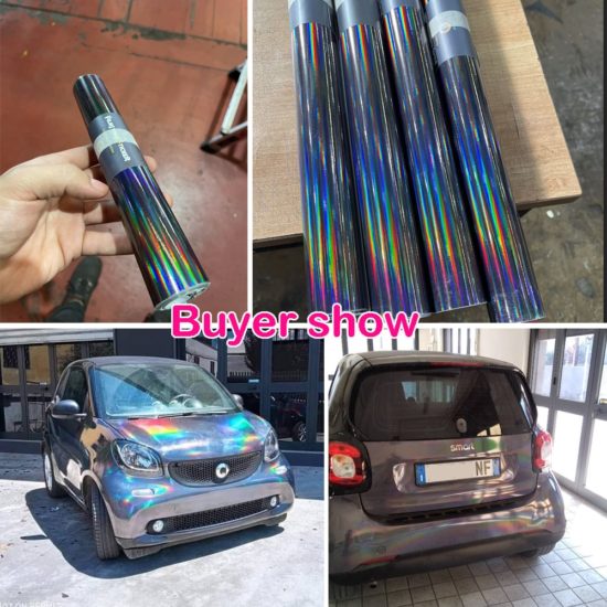 Holographic Laser Chrome Car Stickers Wrap Vinyl Film Sheet with Rainbow Decals - Image 2