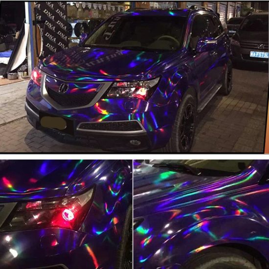 Holographic Laser Chrome Car Stickers Wrap Vinyl Film Sheet with Rainbow Decals - Image 3