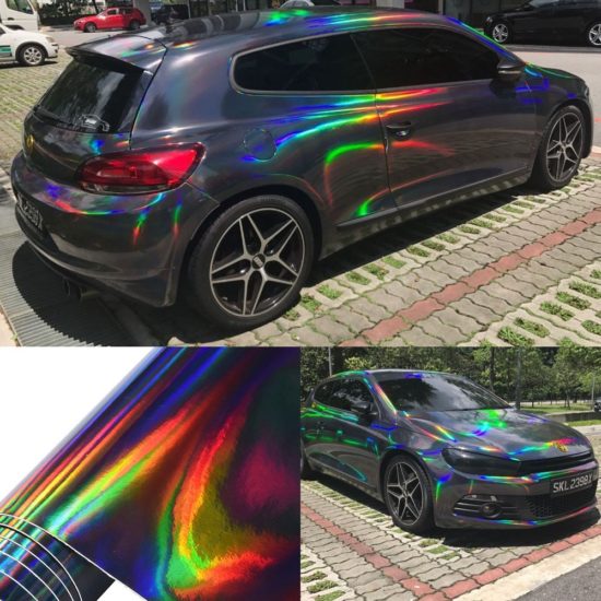 Holographic Laser Chrome Car Stickers Wrap Vinyl Film Sheet with Rainbow Decals