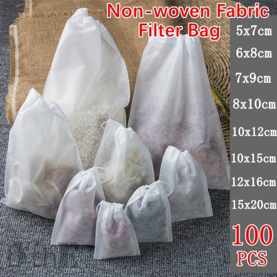 Tea Bags Non-woven Fabric Tea Filter Infuser with String Heal Seal Disposable 100pcs