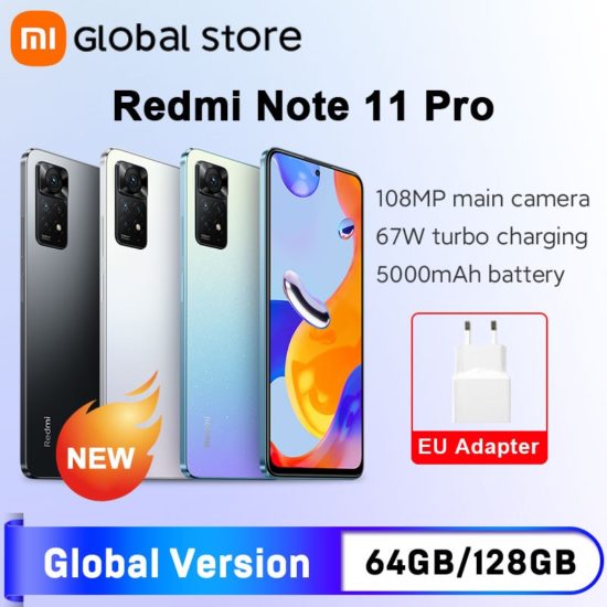Xiaomi Redmi Note 11 Pro 64GB/128GB Smartphone Octa Core MTK Helio G96 108MP AMOLED Fast Charge