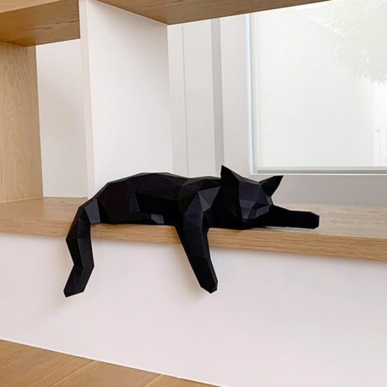 3D Paper Model Animal Sculpture DIY Crafts Decoration Cute Cat Handmade - Image 3