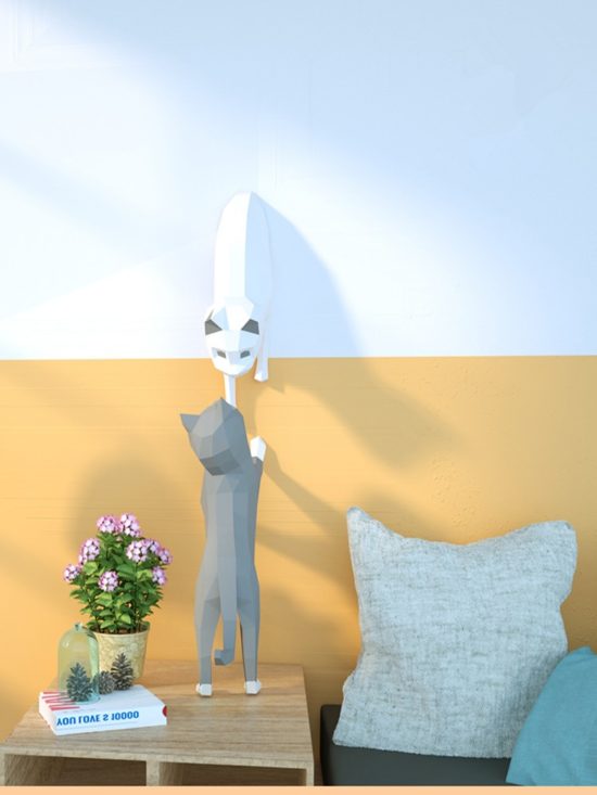 Cat Paper Model Decoration Ins Living Room Desktop Handmade Creative 3d For Wall - Image 3