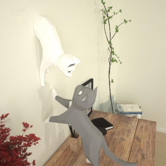 Cat Paper Model Decoration Ins Living Room Desktop Handmade Creative 3d For Wall - Image 2