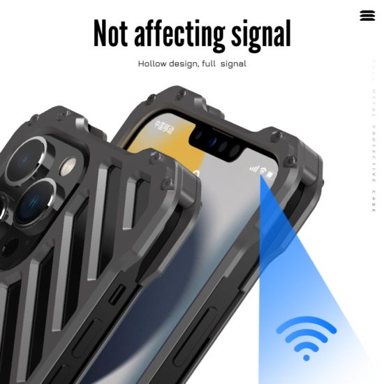 ⁦Metal Armor Protection Phone Case For iPhone Heavy Duty Hollow Metal Protective Cover⁩ - الصورة ⁦2⁩