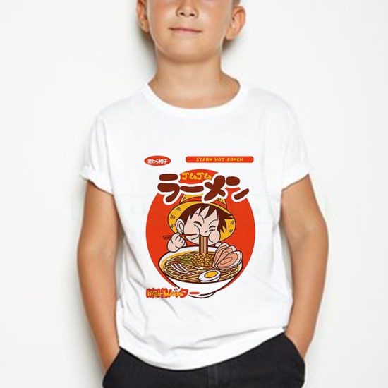 New t-shirt Boys Anime One Piece Luffy teenager T shirt O neck Streetwear Kid - Image 3