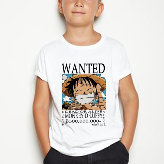 New t-shirt Boys Anime One Piece Luffy teenager T shirt O neck Streetwear Kid
