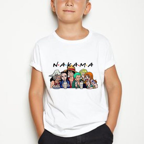 New t-shirt Boys Anime One Piece Luffy teenager T shirt O neck Streetwear Kid - Image 2