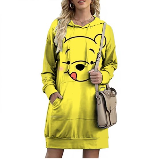 Long Sleeve Hoodie Dress Disney Branded Winnie the Pooh and Minnie Mouse Anime 3D Printing
