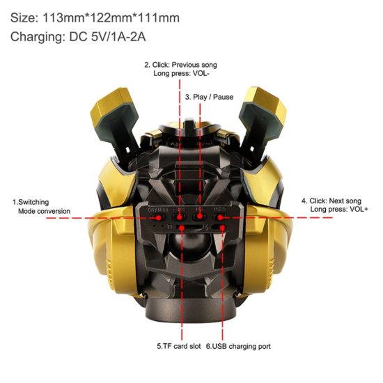 Transformers Bumblebee Helmet Wireless Speaker With Fm Radio Support Usb Mp3 TF for Kids - Image 4