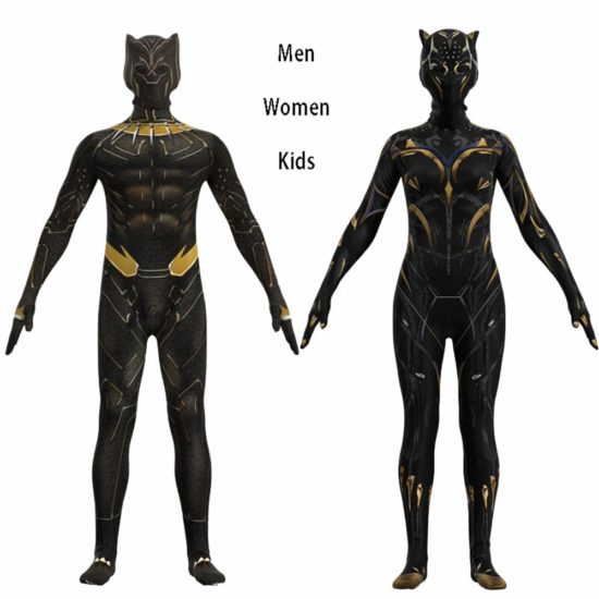 Wakanda Forever Black Superhero Jumpsuit Bodysuit For Women Men Kids Panther - Image 2