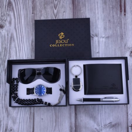 Gift Box Men's set 6pcs/Creative Combination Of Quartz Watch Sunglasses Rosary Keychain Pen