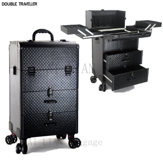New Trolley cosmetic bag rolling luggage Makeup Toolbox Beauty Suitcase Cosmetic Nail tattoo trolley box bag