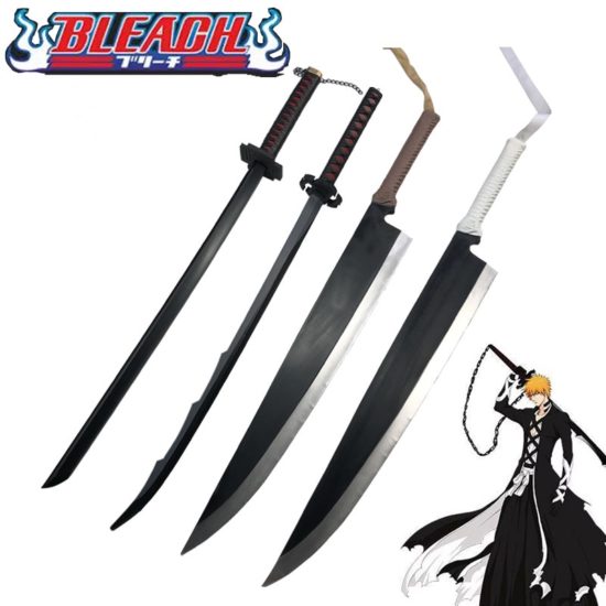 Bleach Sword Kurosaki Ichigo Sword Skyblock Moon Black Zanpakuto Katana Sword Weapon Safety PU Toy