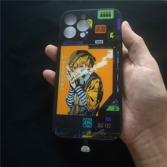 Anime Girl Boy Luminous Phone Case For iPhone Art Abstract Shockproof LED Cover - Image 2
