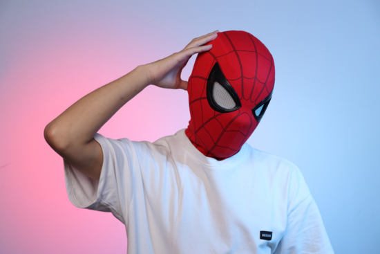 Marvel Avengers Spiderman helmet Eyes Electric PVC For Party Polyfard And Record Video