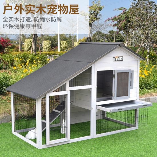 ⁦Rabbit Cage House Cat Chicken Dog Duck Nest Villa Garden Solid Wood Bold Paint Iron Net⁩ - الصورة ⁦2⁩