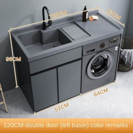 Alumimum Light Luxury Balcony Washing Machine Cabinet Combination Custom Drum Laundry Tub