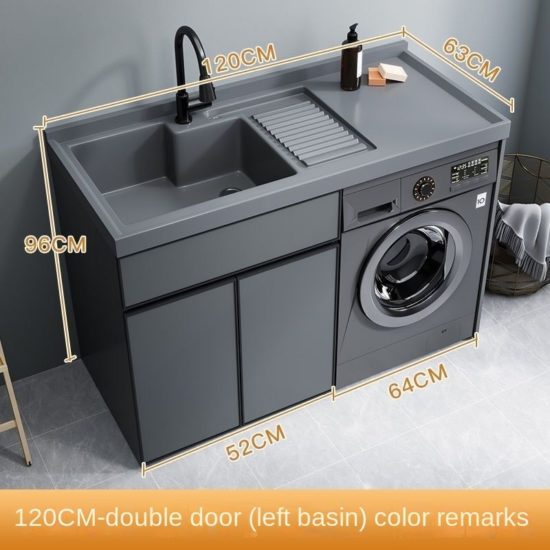 Alumimum Light Luxury Balcony Washing Machine Cabinet Combination Custom Drum Laundry Tub