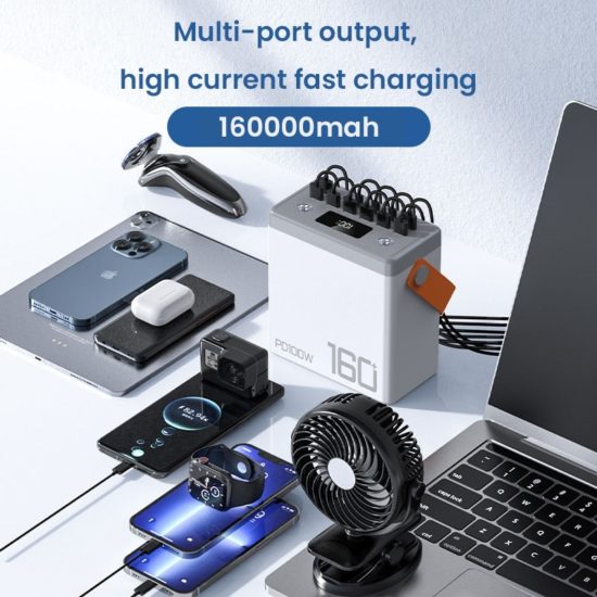 power bank 160000mAh fast charging power station laptop mobile triple Type C USB PD100W