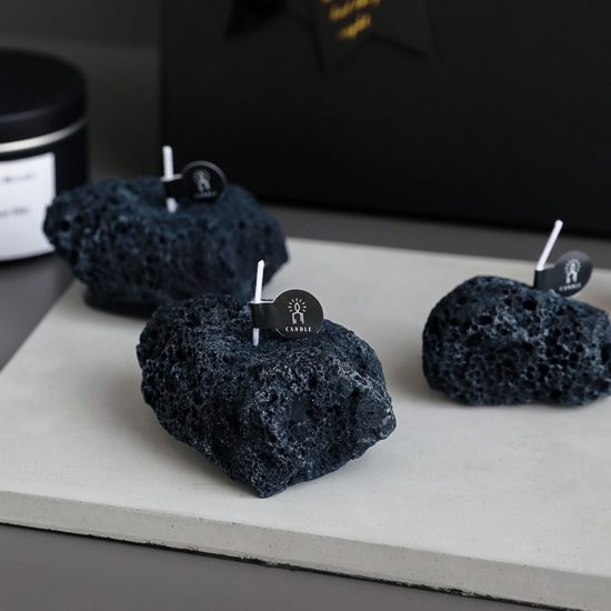 Black Geometry Candles Mini Stone Shape Scented Fragrance Candle Gift Nordic Style Home Decor - Image 3