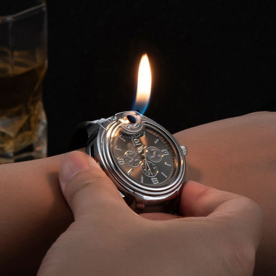 Flame Lighter Watch Metal New Creative Personality Gas Electronic Open Lighter - Image 2