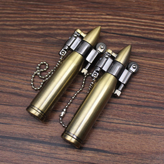 Bullet Lighter Metal Keychain Lighters Wheel Smoking Accessories Gift - Image 2