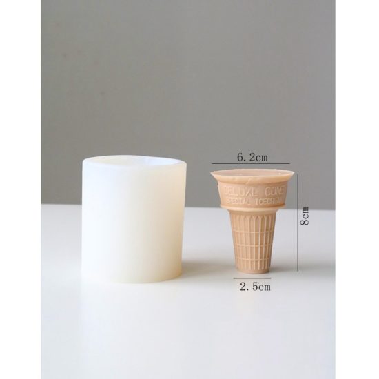Creative Ice Cream Cone Candle Mold 3D Waffle Shape Candle Making Silicone Mold Simulated Food Mold - Image 2