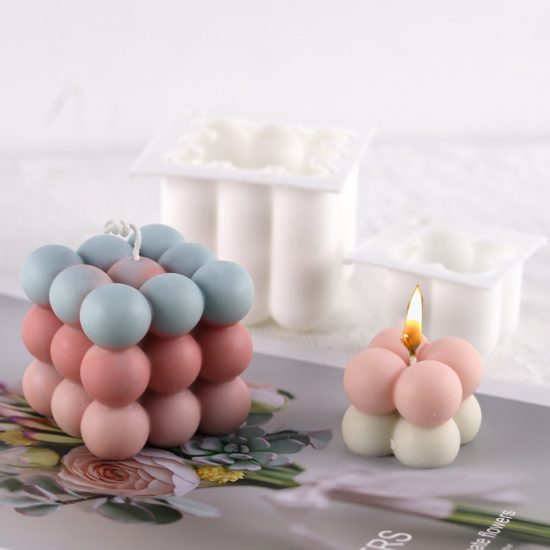 Bubble Cube Candles Silicone Mold 3D Aromatherapy Plaster Candle Hand-made Non-stick Baking Chocolate Dessert Cake Mould Tool