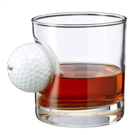 glass cup novelty design Golf Ball Glass with Real Golf Ball Embedded