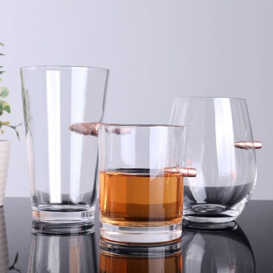 Glass with Bullet Rum Bar Crystal Cup Studded Warhead Shot Mug Gift - Image 2