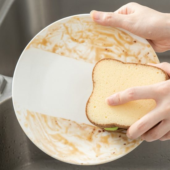 Dish-washing Sponges Toast Shape Washable Scrubber Tools for Pots Dishes Kitchen Accessories - Image 2