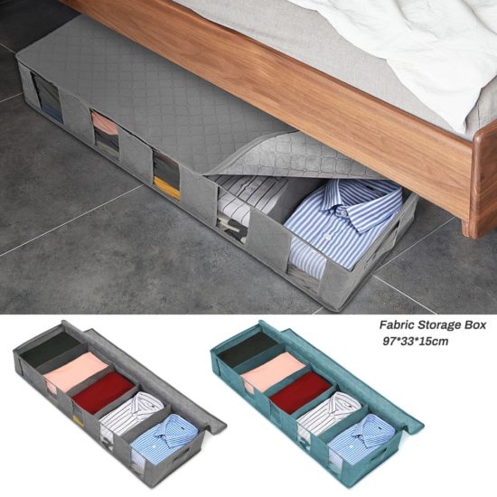 Under Bed Clothes Storage Bag Container Clothes Organizer Foldable 5-Sections And Visible Clear Window Dustproof Storage