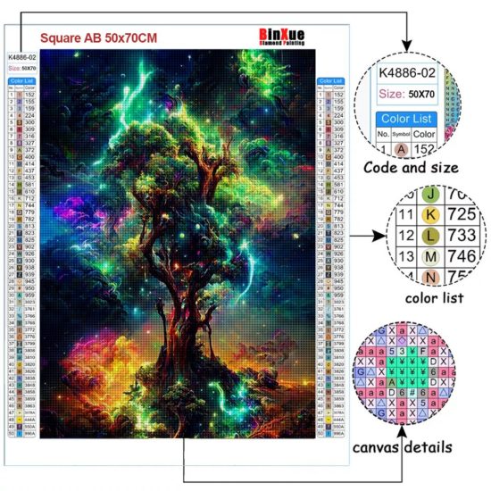 Hidden Forest Handmade Butterfly Fantasy Tree with Diamonds  Embroidery Mosaic Kit Home Decor Scenery - Image 3