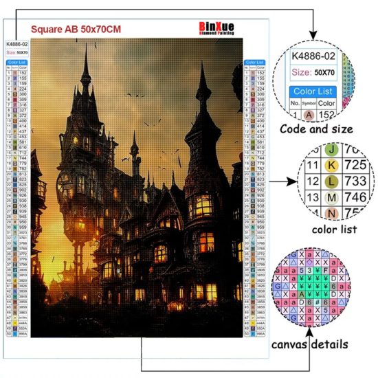 New Gothic Castle From Diamond Moon Flower Candle Full Mosaic Embroidery Handmade DIY Home Decor Gift - Image 3