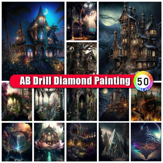Castle From painting Diamond Candle Handmade DIY Home Decor Gift - Image 2