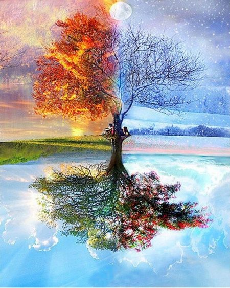 Tree Handpainted Painting Abstract Art Coloring DIY By Numbers Paint Frame Unframe Home Decor Gift