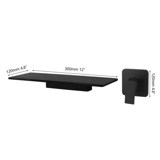 Waterfall Spout Wall Mounted Bath Faucets Bathroom Basin Solid Brass Mixer Tap Matte Black Bathtub Faucet - Image 3