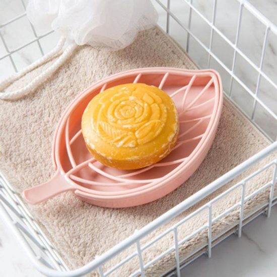 Leaf Shape Soap Holder Non Slip Toilet Shower Tray Draining Rack Bathroom Gadgets Tray Holder - Image 3