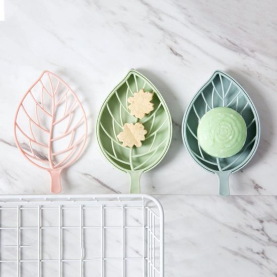 Leaf Shape Soap Holder Non Slip Toilet Shower Tray Draining Rack Bathroom Gadgets Tray Holder - Image 2