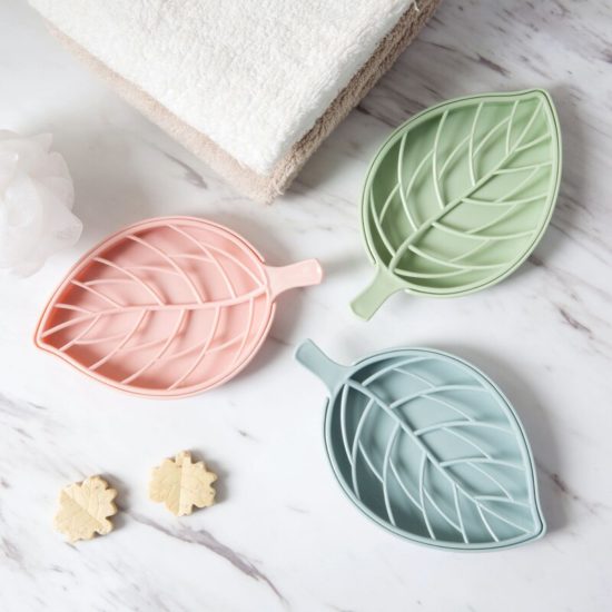 Leaf Shape Soap Holder Non Slip Toilet Shower Tray Draining Rack Bathroom Gadgets Tray Holder - Image 4