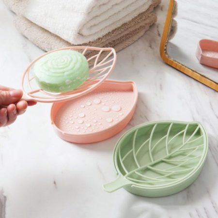 Leaf Shape Soap Holder Non Slip Toilet Shower Tray Draining Rack Bathroom Gadgets Tray Holder