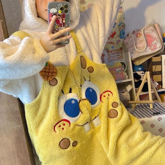 Spongebob Squarepants Anime Coral Velvet Pajamas for Woman Loungewear Onesies for Adults Women - Image 2