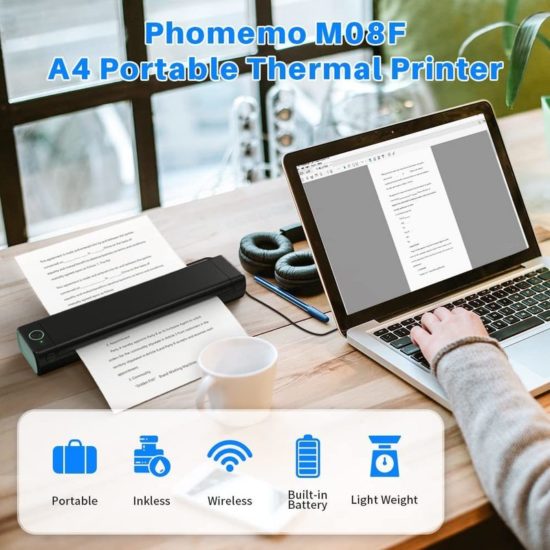 Portable Thermal Printer Supports 8.26"x11.69" A4 Thermal Paper Wireless Mobile Travel Printers for Car&Office - Image 2