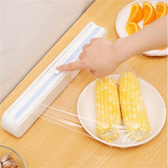 Cling Film Wrap Dispenser Food Wrap Cutter Plastic Sharp Cutter Storage Holder - Image 4