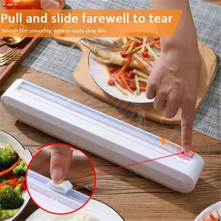 Cling Film Wrap Dispenser Food Wrap Cutter Plastic Sharp Cutter Storage Holder