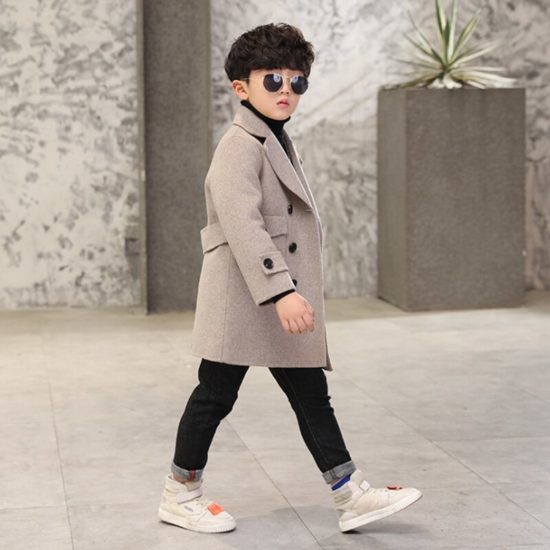 Kids Jacket New Grey Boys Woolen Cotton Padded Clothes  Fleece Outerwear Knitwear 4-12 Years - Image 4